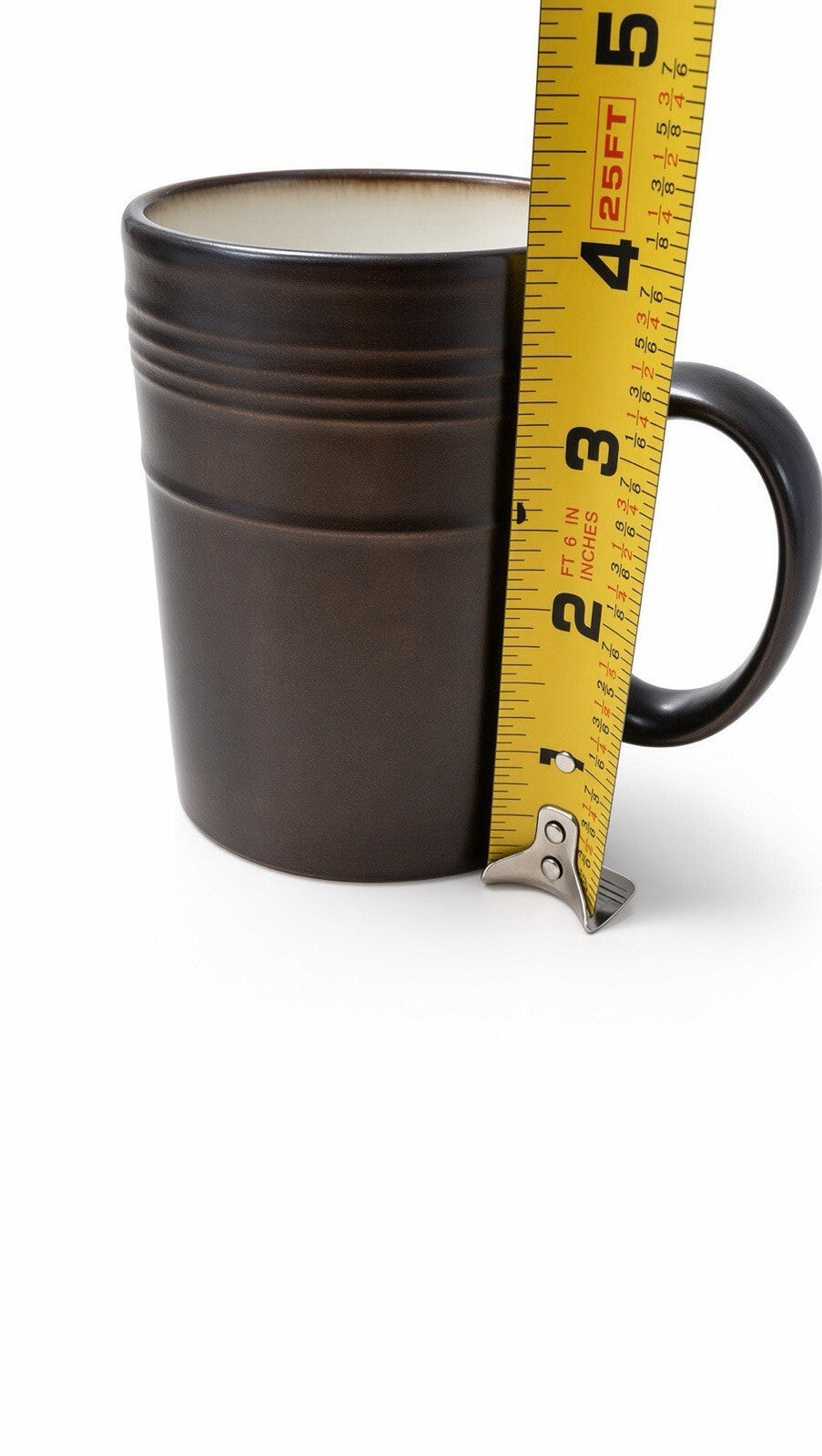 Food Network Stoneware Coffee Mugs Set of 3 Brown Cream 4” Tall Ribbed