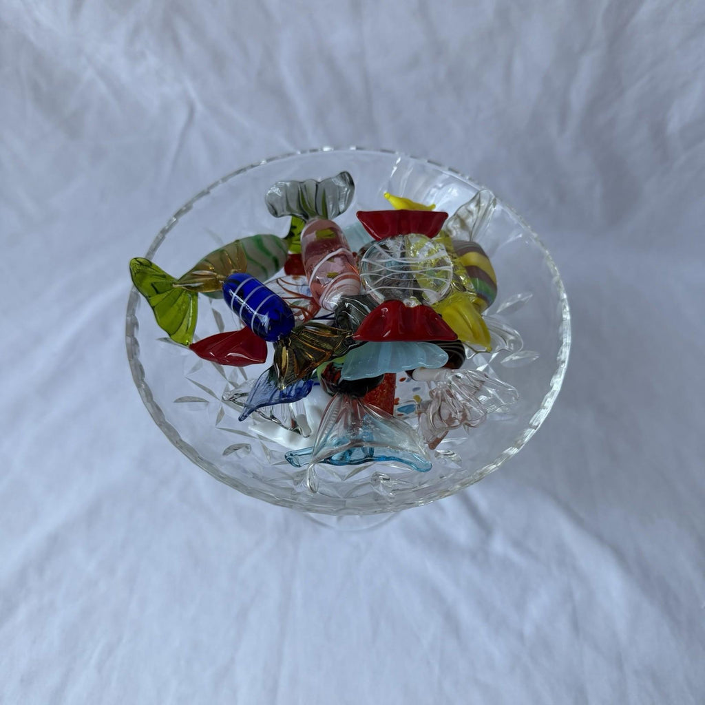 Vintage Murano Art Glass Candy Figurines Lot w/ Crystal Compote