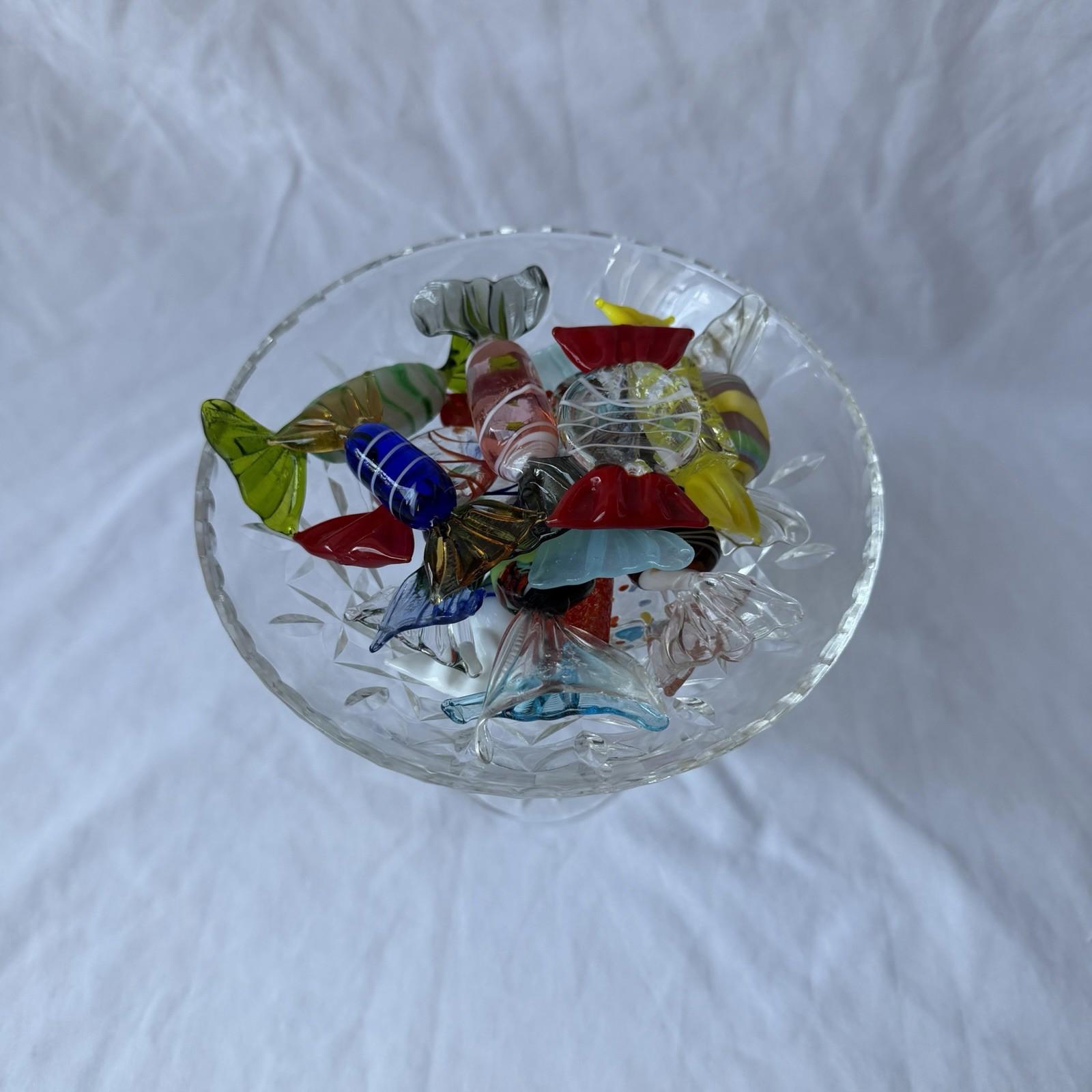 Vintage Murano Art Glass Candy Figurines Lot w/ Crystal Compote