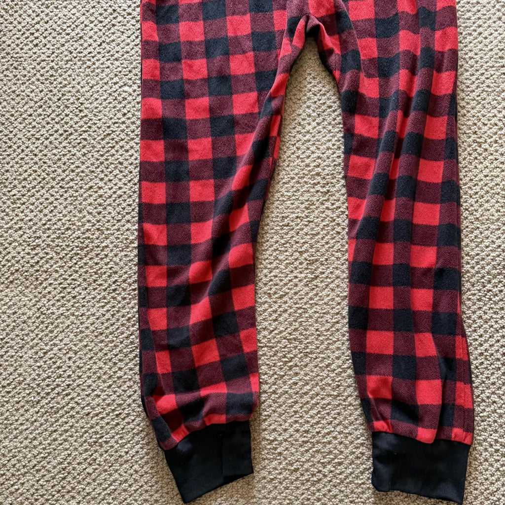 Tipsy Elves Jumpsuit Adult L Red Buffalo Plaid One Piece Pajama Lounge Holiday