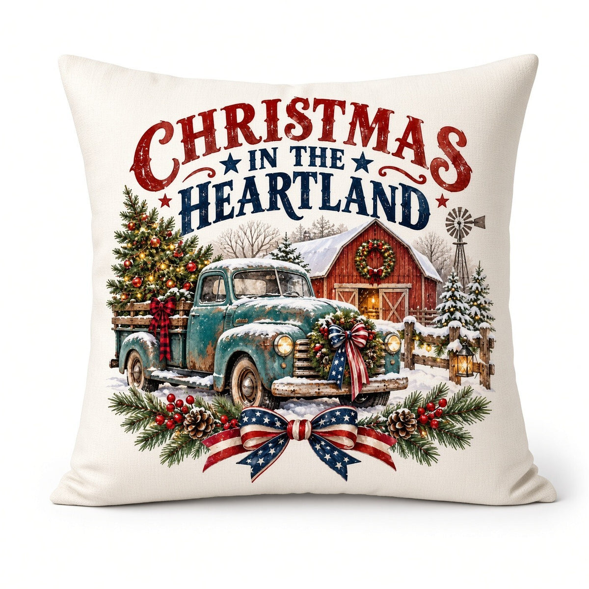 Christmas in the Heartland Truck Barn DTF Transfer Ready to Press Print
