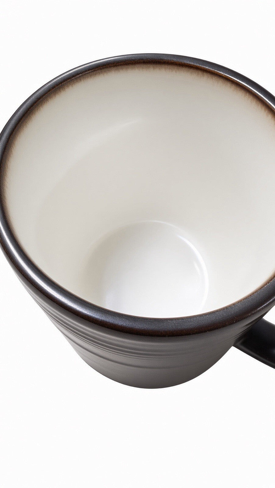 Food Network Stoneware Coffee Mugs Set of 3 Brown Cream 4” Tall Ribbed