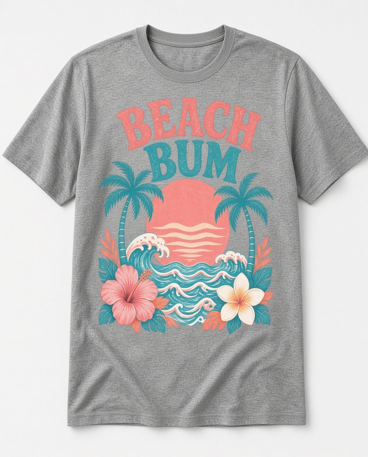 4PCS DTF Transfer Beach Bum Palms Sunset Hibiscus 10in Iron On