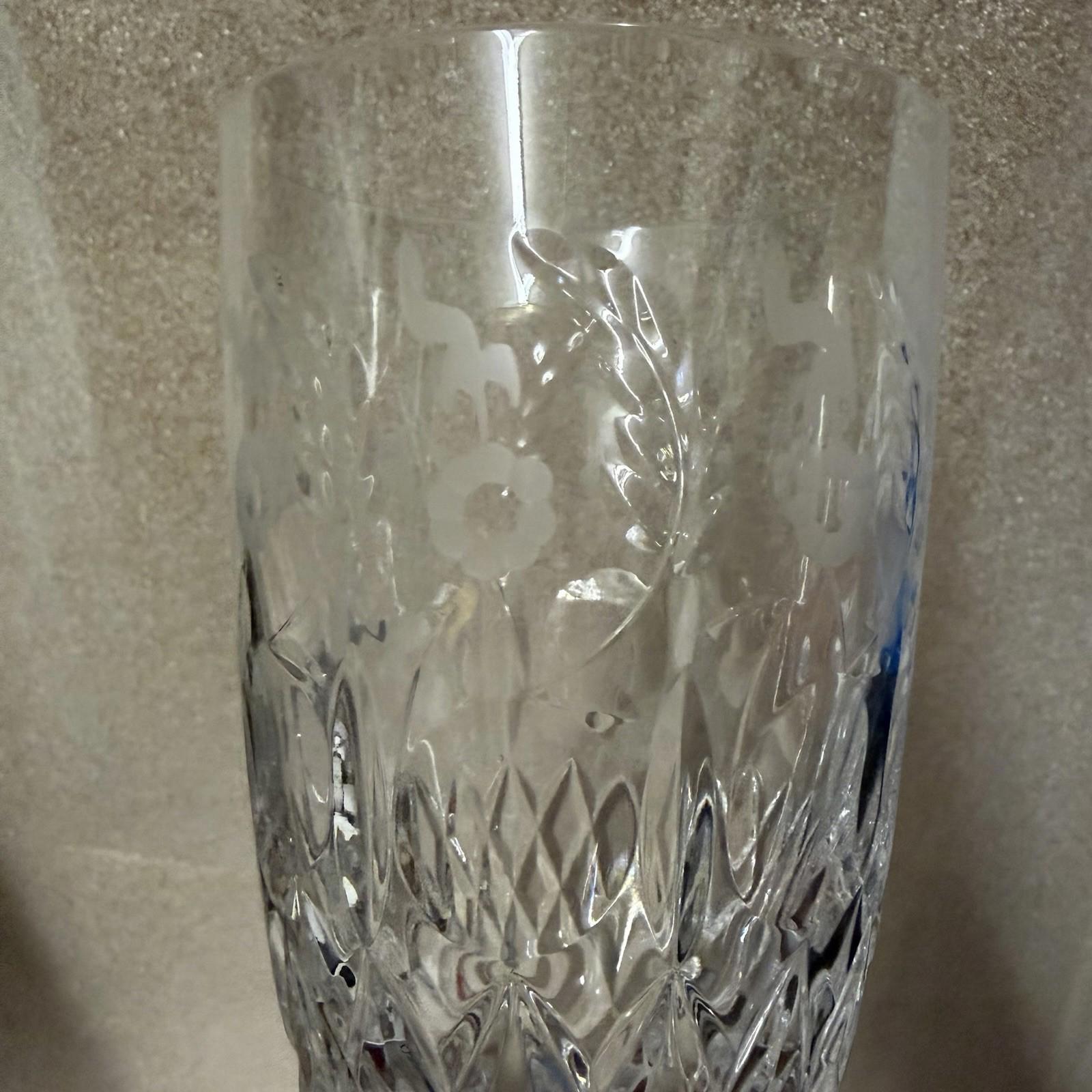 Set of 12 Rogaska Gallia Crystal Iced Tea Glasses - Floral Cut 9 5/8”