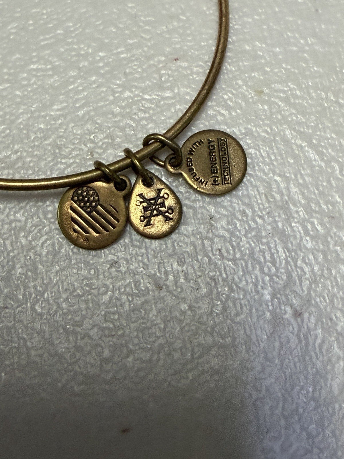 Alex and Ani Compass Charm Expandable Bangle Bracelet Gold Tone Adventure