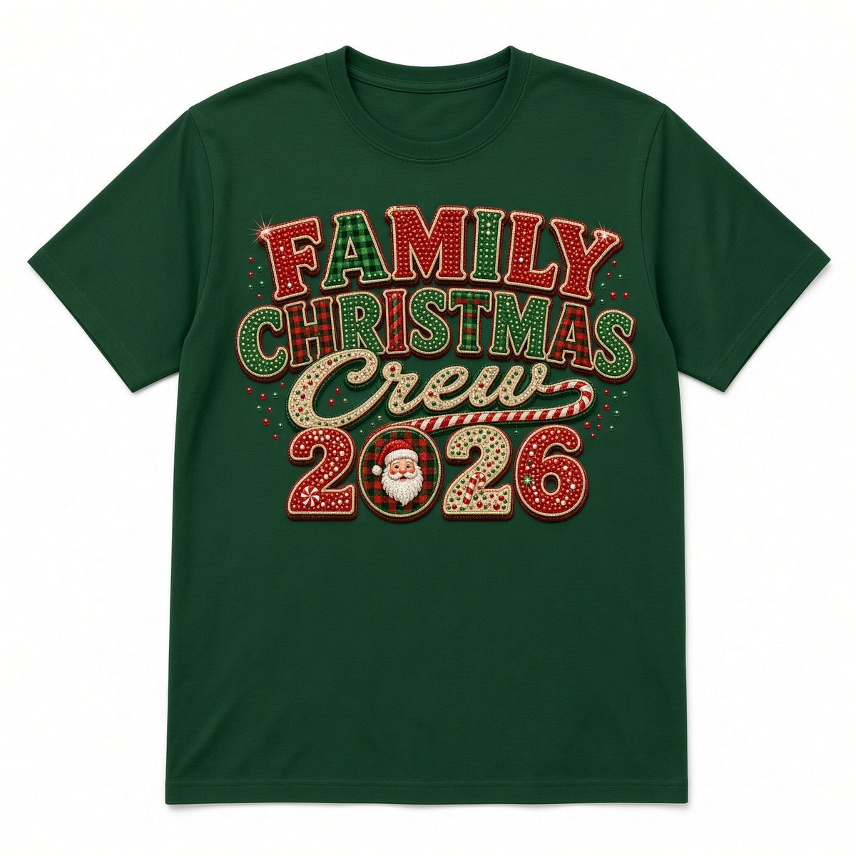Family Christmas Crew 2026 Plaid Santa DTF Heat Transfer 10 Inch PK4