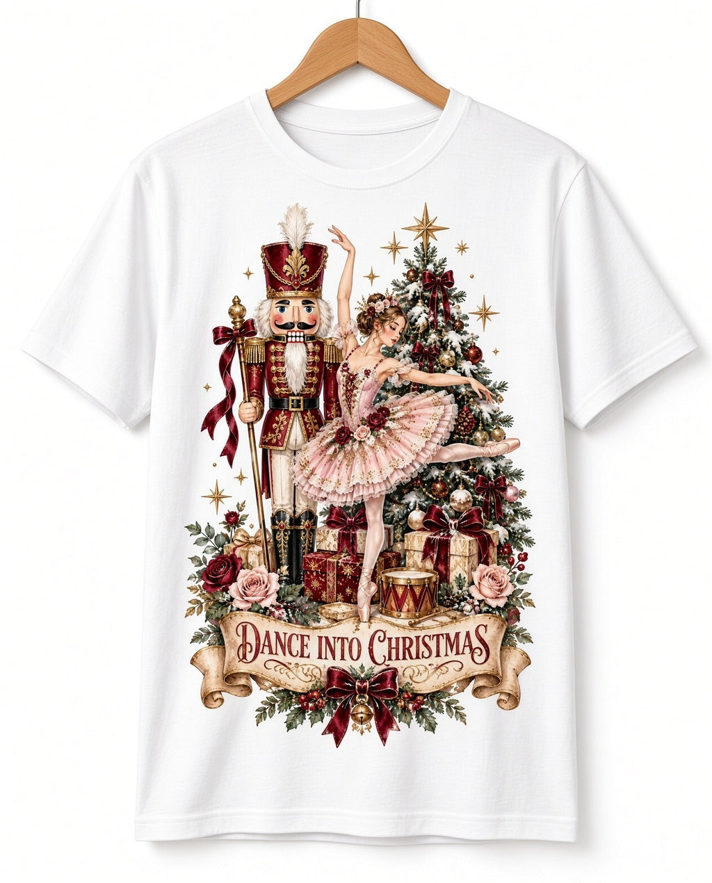 4pcs 10in Dance Into Christmas Nutcracker Ballerina DTF Transfer Ready to Press