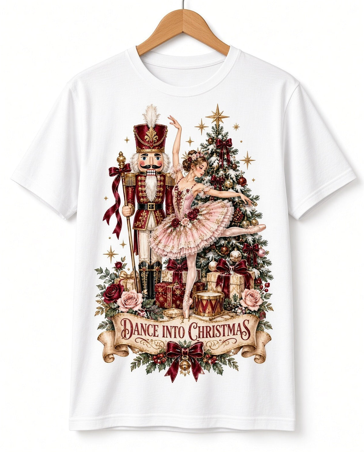 4pcs 10in Dance Into Christmas Nutcracker Ballerina DTF Transfer Ready to Press