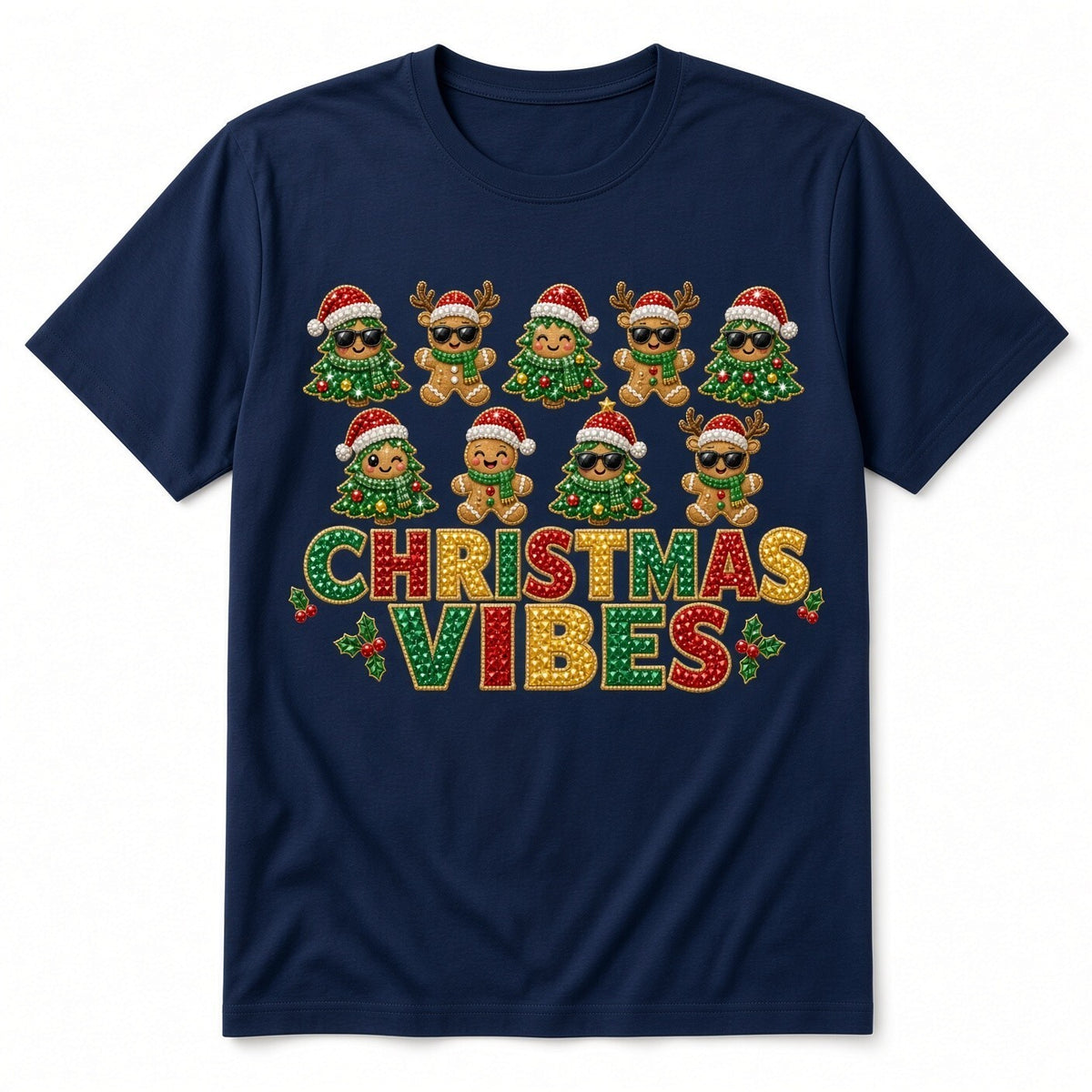 Christmas Vibes DTF Transfer 10" PK4 Gingerbread Tree Sunglasses Heat Press