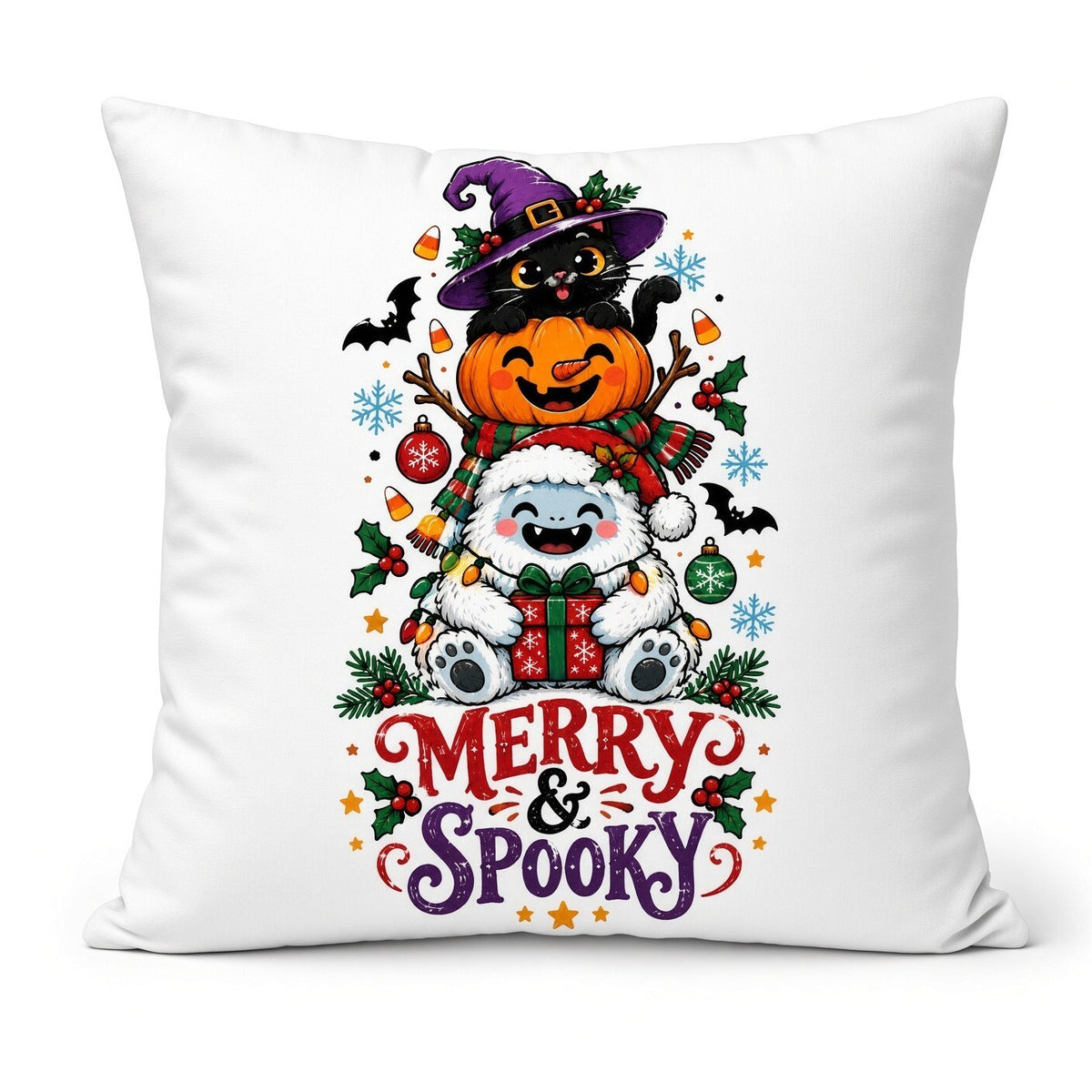 Merry & Spooky Yeti Pumpkin Cat DTF Transfer Ready to Press Print