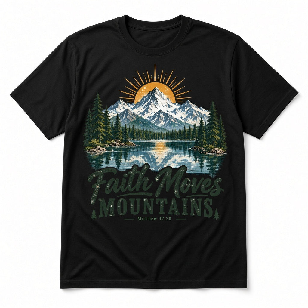 4 PCS DTF Transfer Faith Moves Mountains Matthew 17:20 Lake 10in Iron On