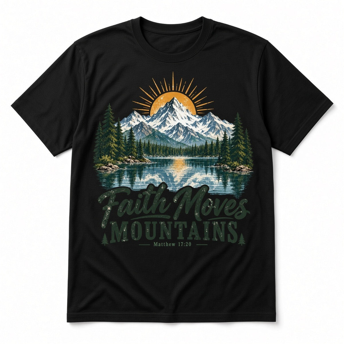 4 PCS DTF Transfer Faith Moves Mountains Matthew 17:20 Lake 10in Iron On