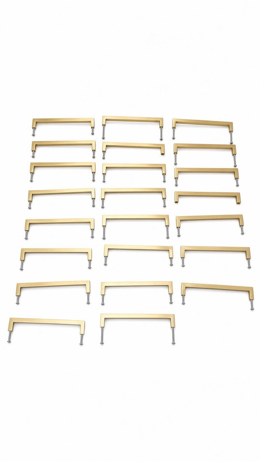 Set of 23 Brushed Gold Cabinet Drawer Pull Handles Modern Square Bar Hardware