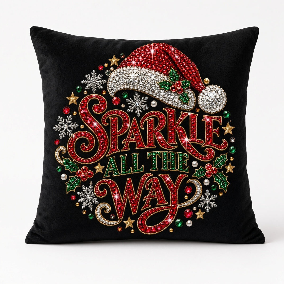 4pcs 10in Sparkle All the Way Rhinestone Santa DTF Transfer Ready to Press
