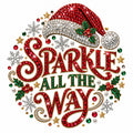 4pcs 10in Sparkle All the Way Rhinestone Santa DTF Transfer Ready to Press
