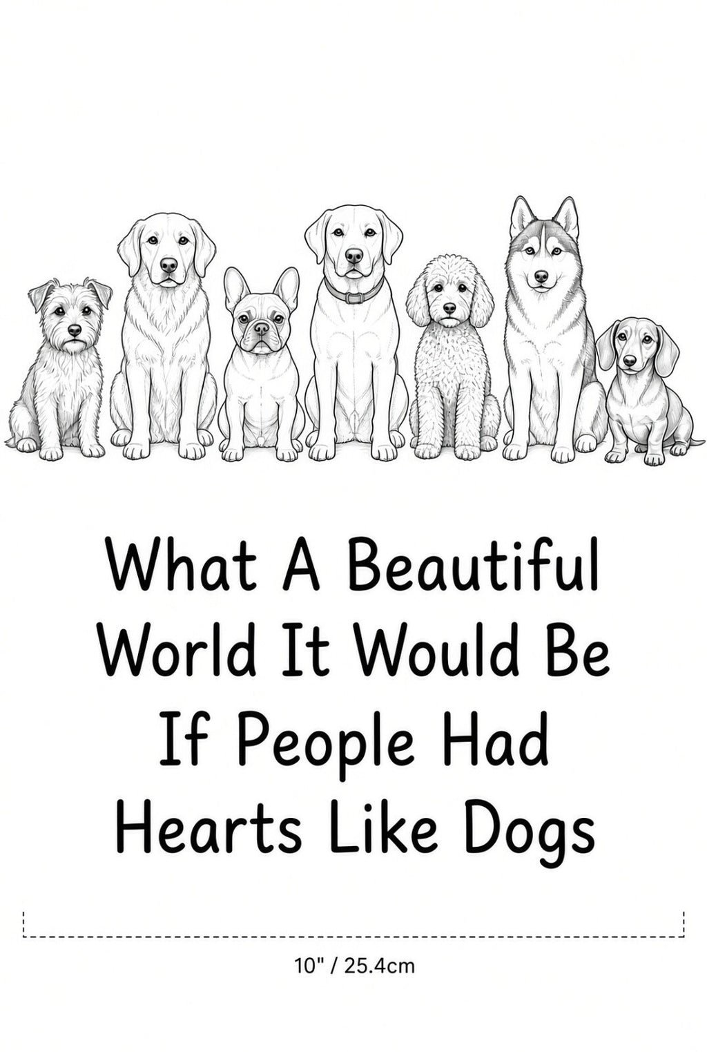 4pcs 10" Hearts Like Dogs DTF PNG Quote Transfer Iron On Shirt