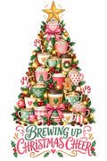 4pcs 10in Brewing Up Christmas Cheer Coffee Tree DTF Transfer Ready to Press