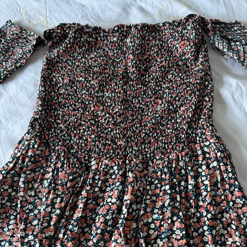 Blush BJ Floral Smocked Off-Shoulder Maxi Dress Size M Rayon Boho Floral