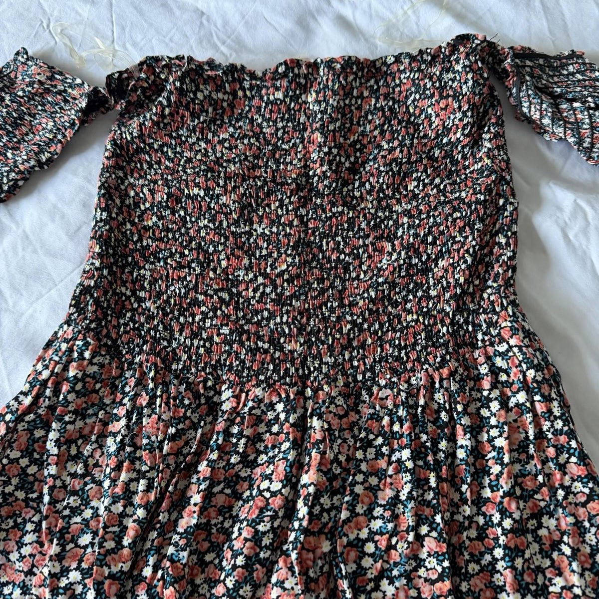 Blush BJ Floral Smocked Off-Shoulder Maxi Dress Size M Rayon Boho Floral