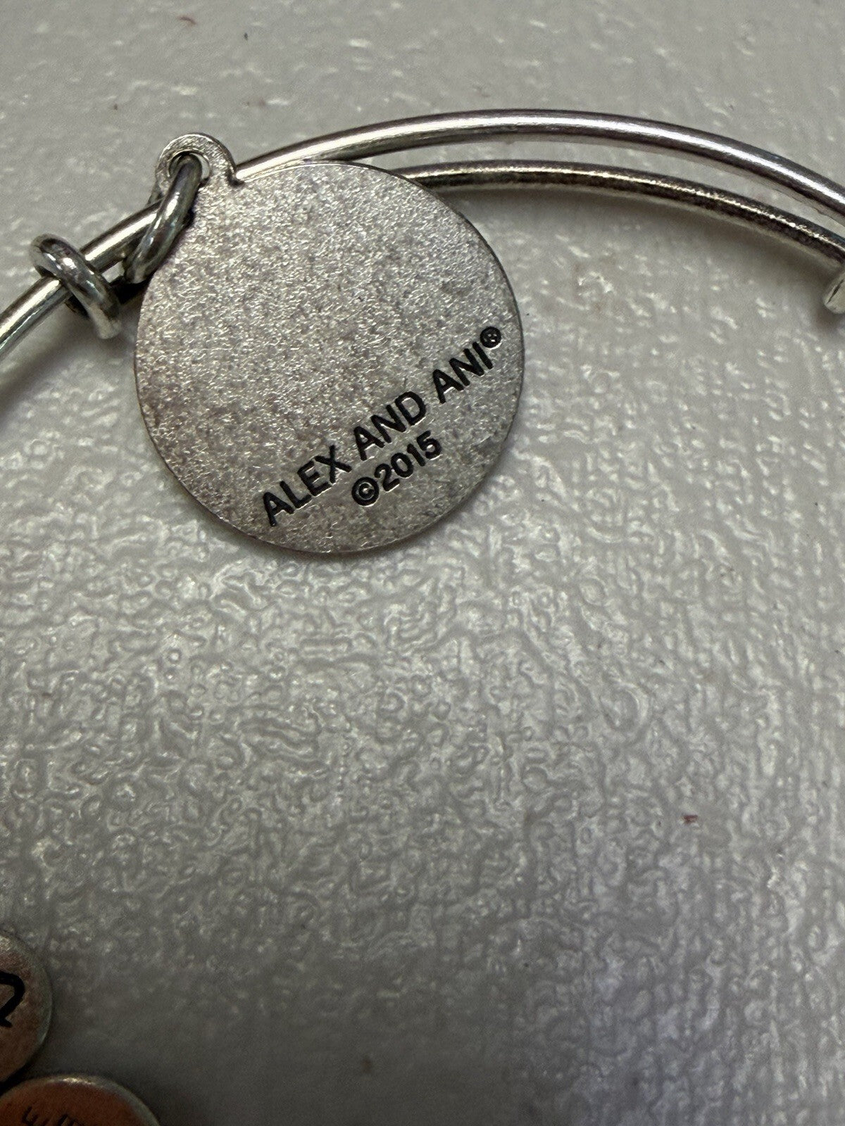 Alex and Ani Four Leaf Clover Charm Expandable Bangle Bracelet Silver Tone Lucky