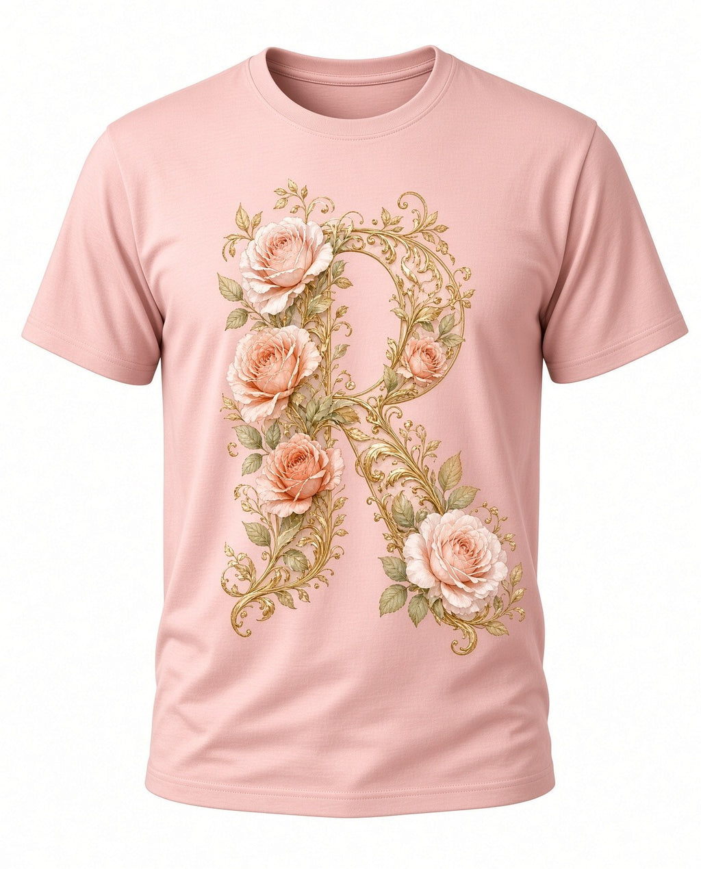 4pcs 10in Floral Letter R Rose Gold Monogram DTF Transfer