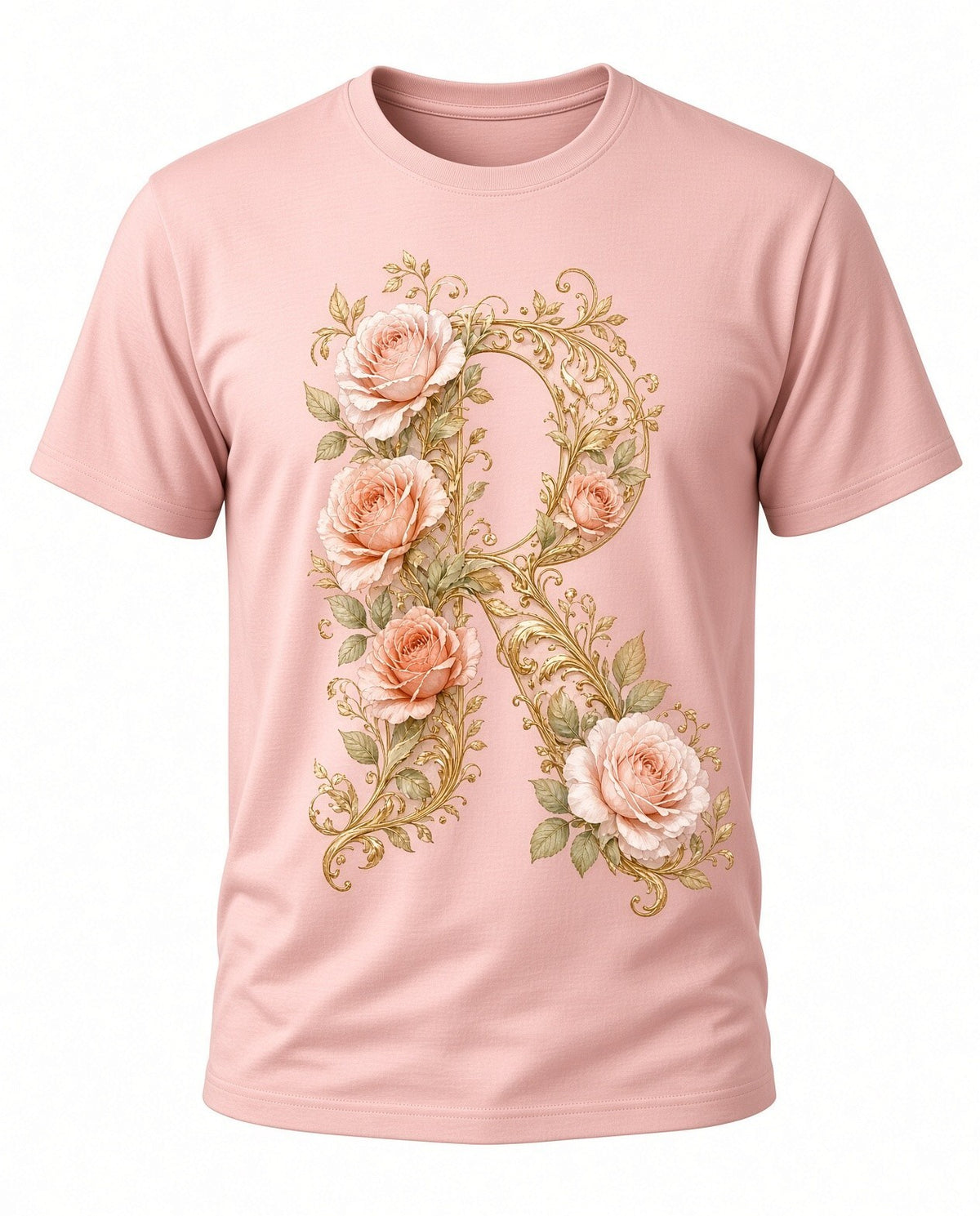 4pcs 10in Floral Letter R Rose Gold Monogram DTF Transfer