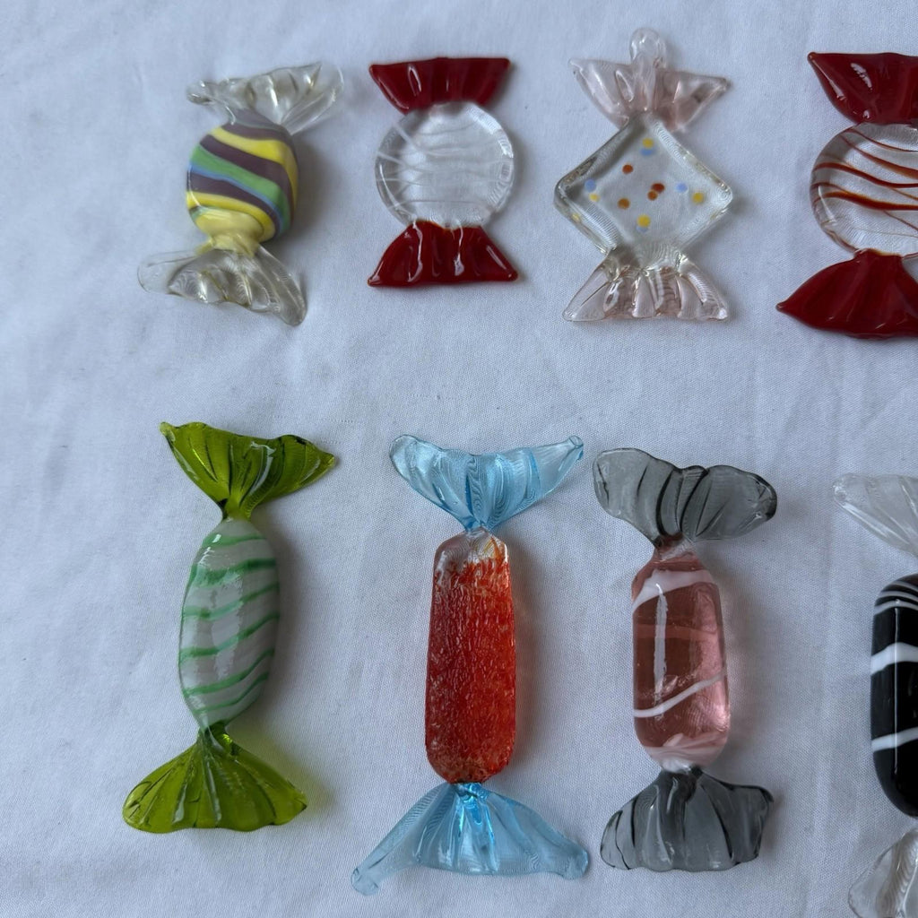 Vintage Murano Art Glass Candy Figurines Lot w/ Crystal Compote