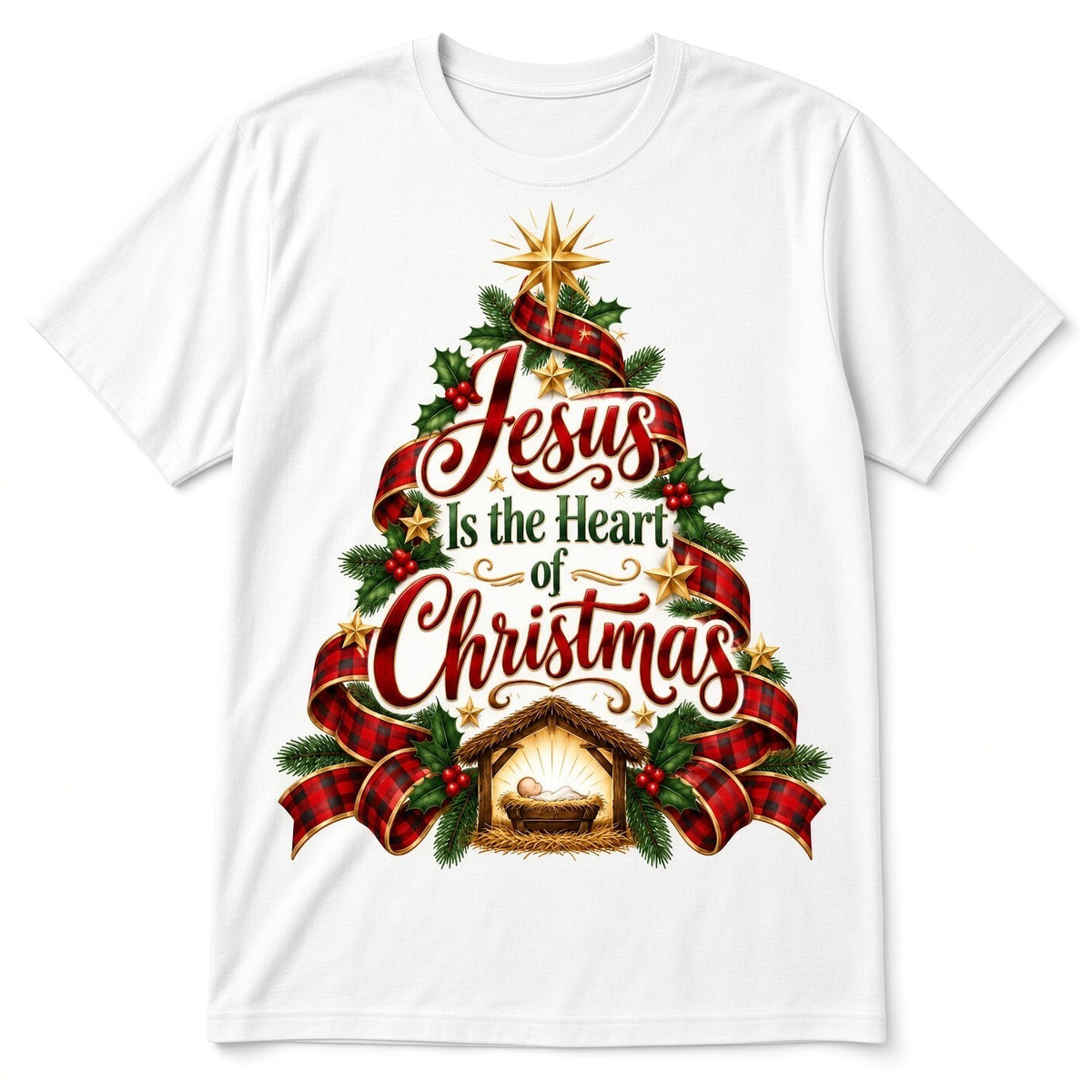 4PCS DTF Transfer Jesus Is the Heart of Christmas Nativity Tree 10in