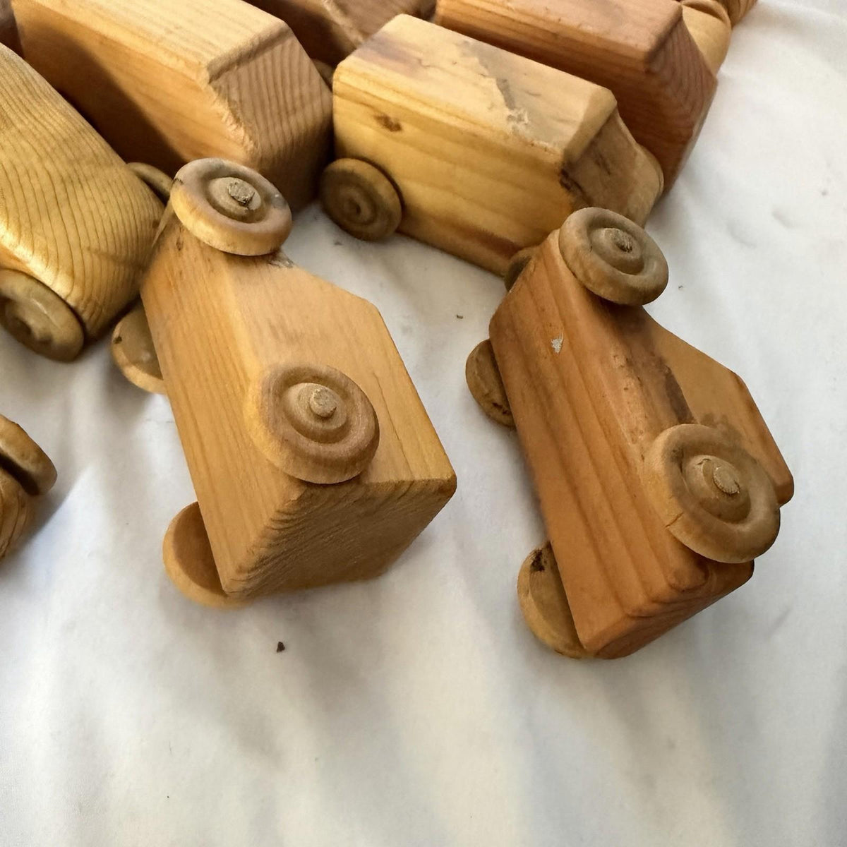 Vintage Handmade Wooden Toy Cars & Trucks Lot 20 Pc Rustic Pine Folk Art