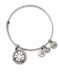 Alex and Ani Four Leaf Clover Charm Expandable Bangle Bracelet Silver Tone Lucky