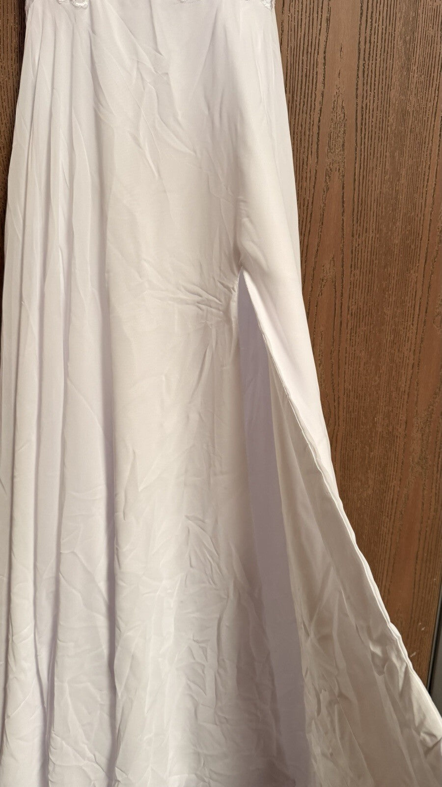 White Lace Chiffon Wedding Dress Size 2 Bridal Gown Button Back Long Train