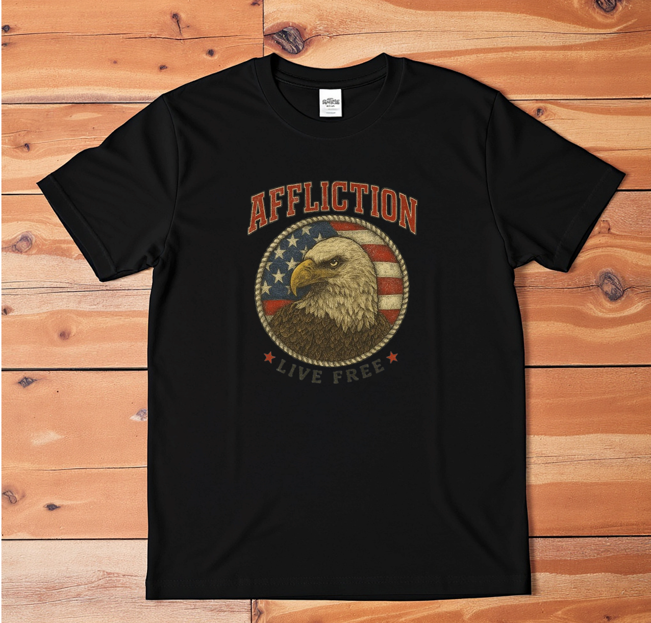 Affliction Live Free Eagle T-Shirt | Patriotic USA Flag Graphic Tee | Americana