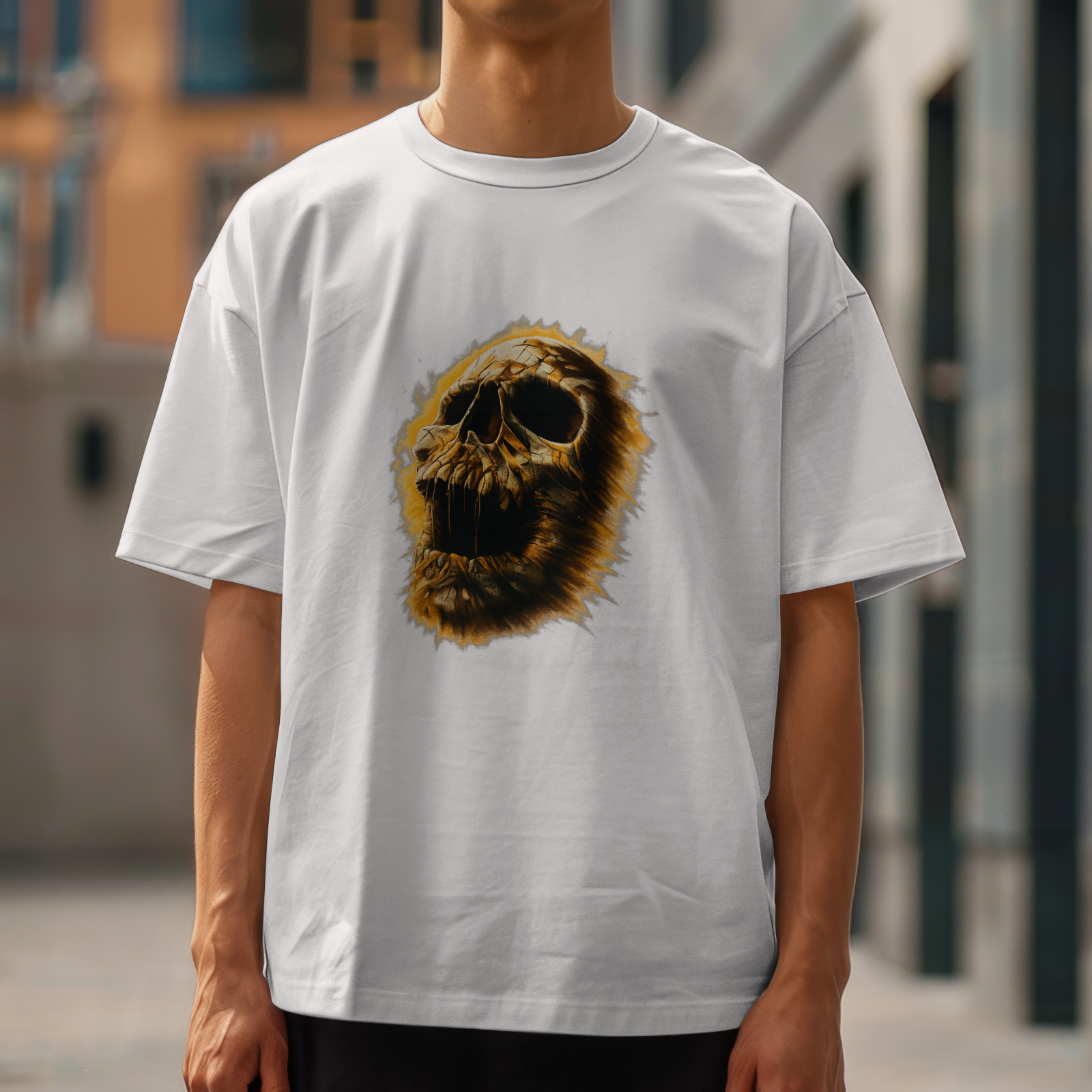 Vintage Skull Art T-Shirt Horror Grunge Graphic Tee Men Women Creepy Design