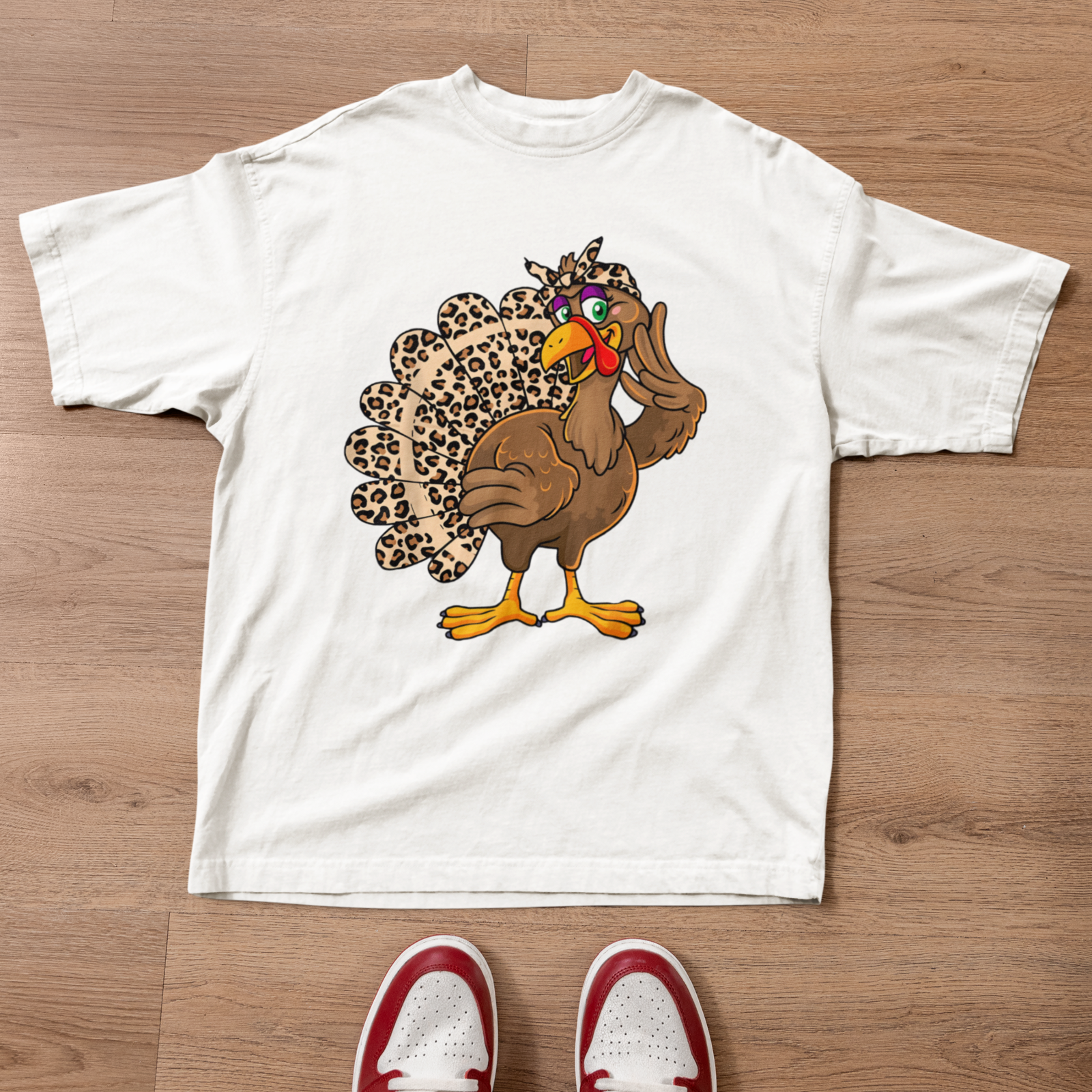 Funny Turkey Shirt Thanksgiving Leopard Print Gobble Graphic Tee
