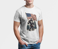 Patriotic Bigfoot Holding American Flag T-Shirt – Sasquatch Merica Tee
