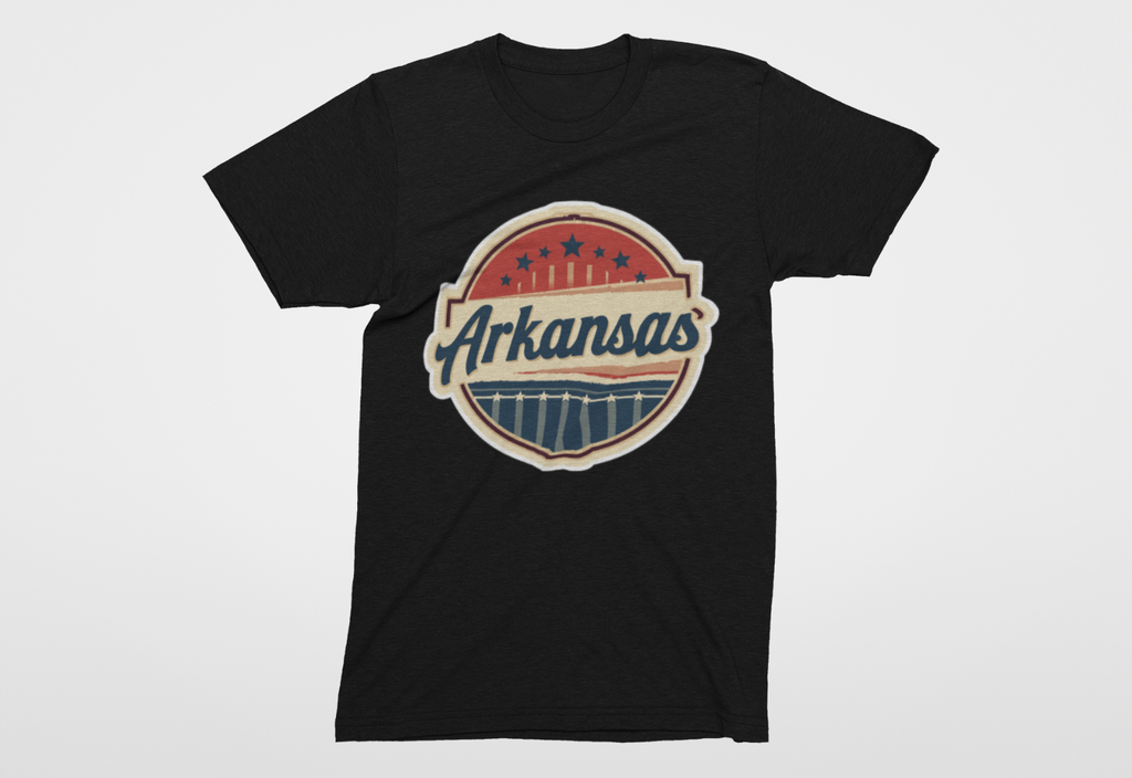 Arkansas Vintage Badge T-Shirt – Retro Arkansas Flag Graphic Tee
