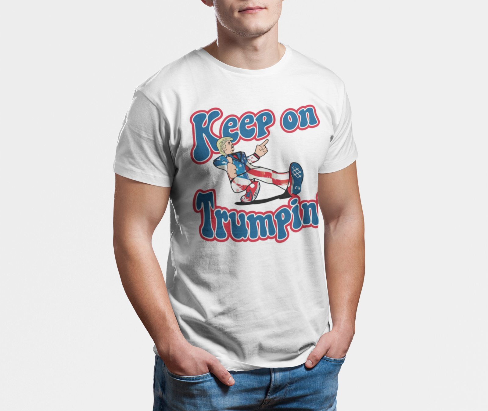 Keep on Trumpin' Trump T-Shirt – Funny MAGA Cartoon Graphic Tee for Men
