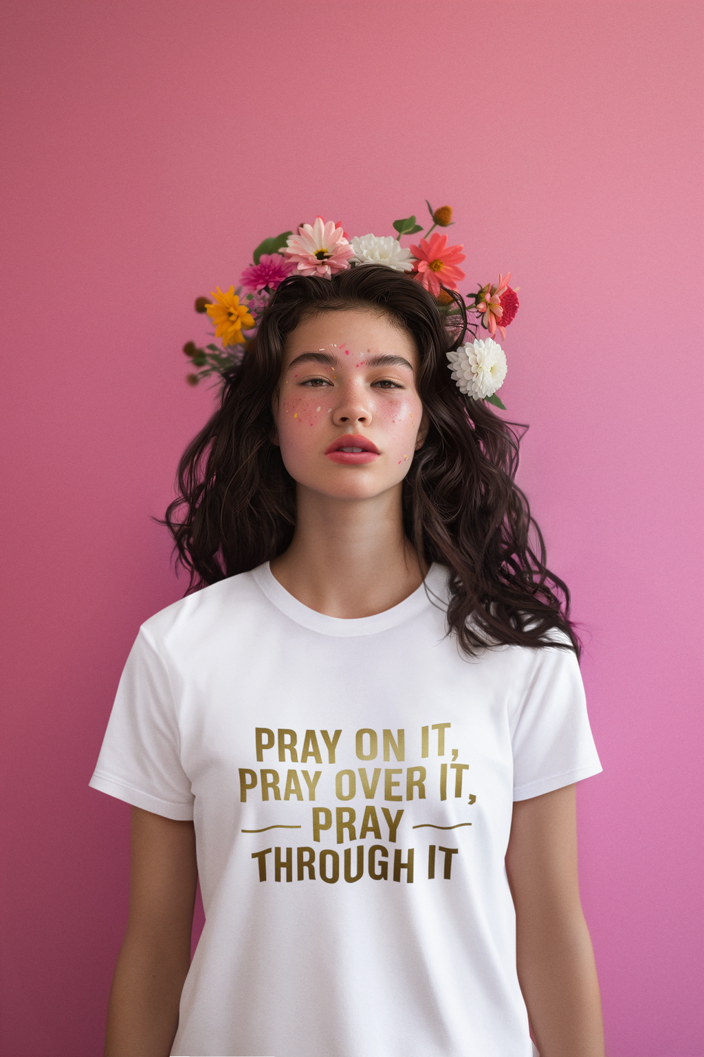 Pray On It Pray Over It Pray Through It T-Shirt Faith Christian Quote Tee Unisex