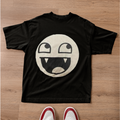 Funny Vampire Face Graphic T Shirt Retro Meme Emoji Tee Black