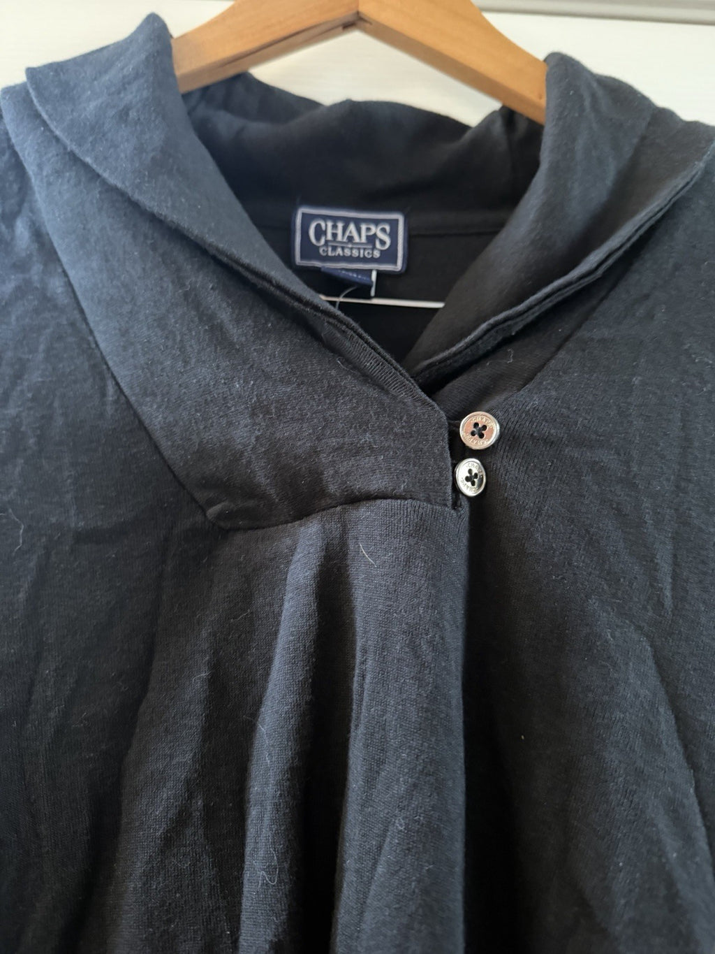 CHAPS Classics Men’s 3X Long Sleeve Mock Neck Pullover Shirt Black 100% Cotton