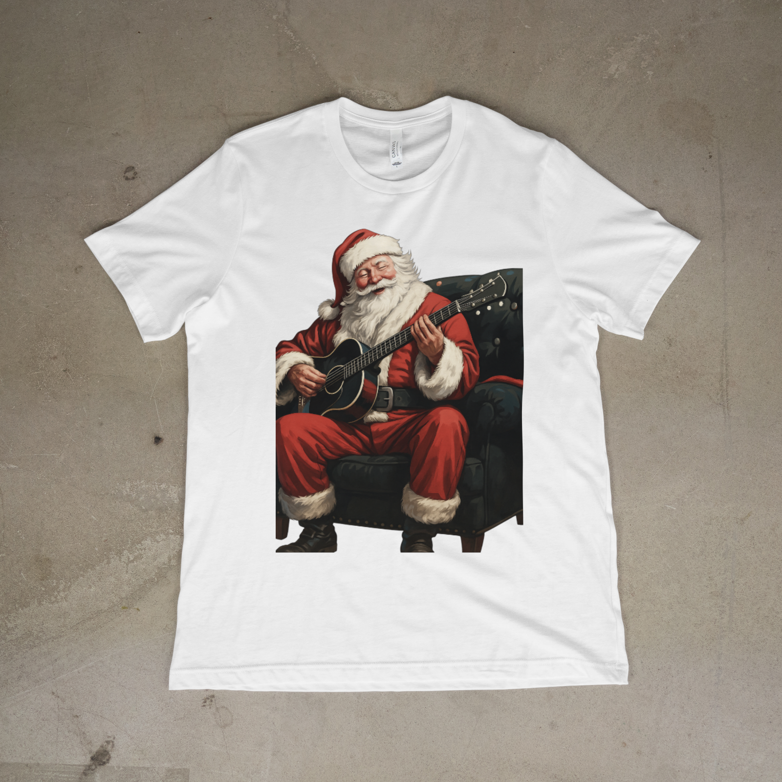 Santa Playing Guitar Christmas Shirt Music Lover Holiday Tee Unisex