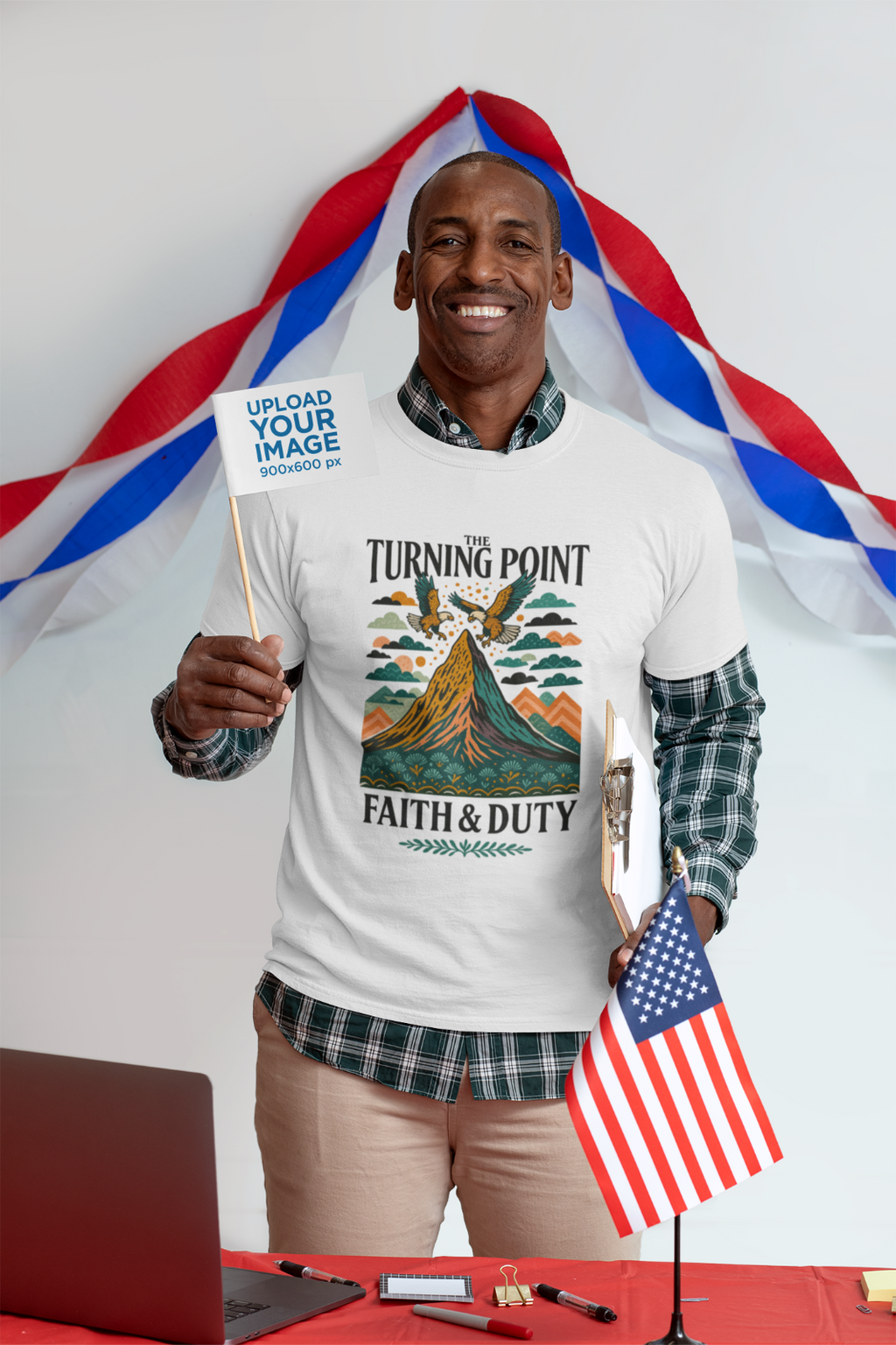The Turning Point Faith & Duty Graphic T-Shirt Retro Mountain Eagle Tee A114