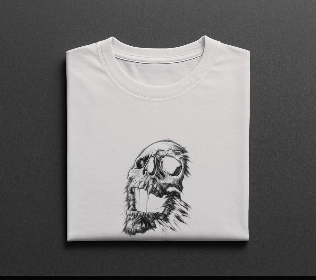 Distressed Skull Graphic Tee Horror Artwork Shirt Gothic Creepy Dark Style