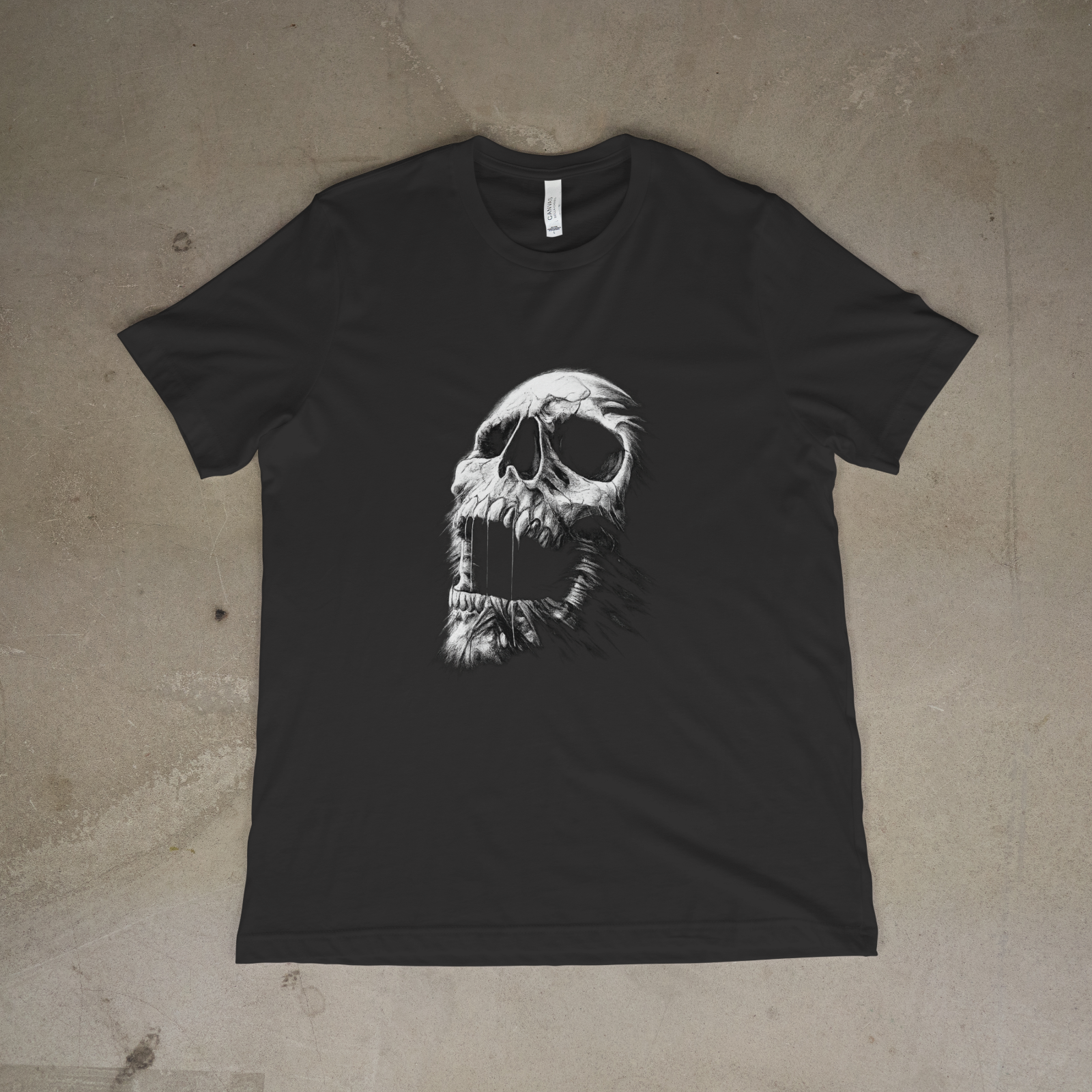 Distressed Skull Graphic Tee Horror Artwork Shirt Gothic Creepy Dark Style