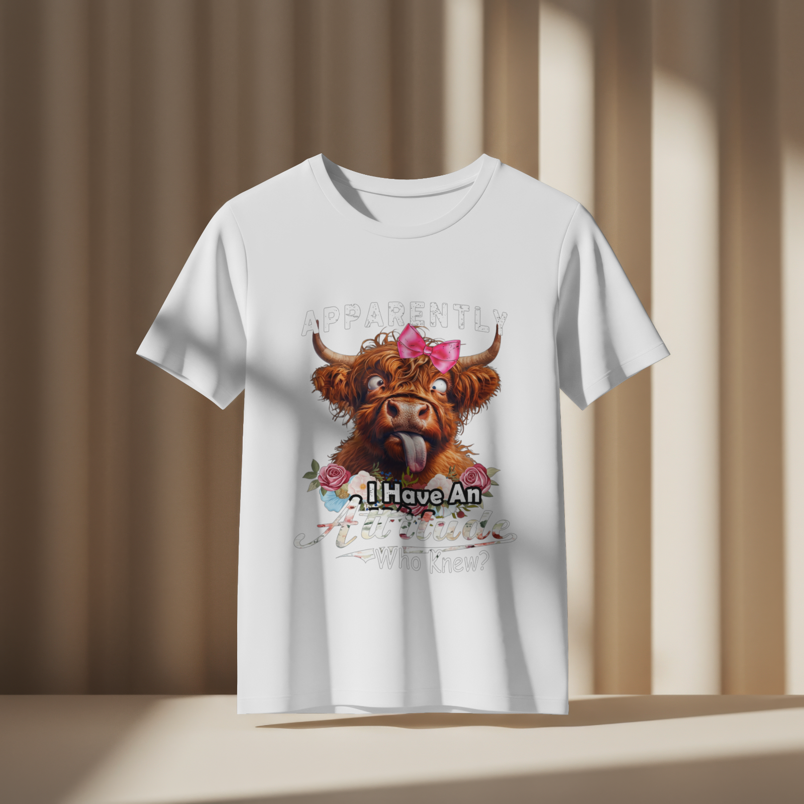 Apparently I Have an Attitude Funny Highland Cow T-Shirt