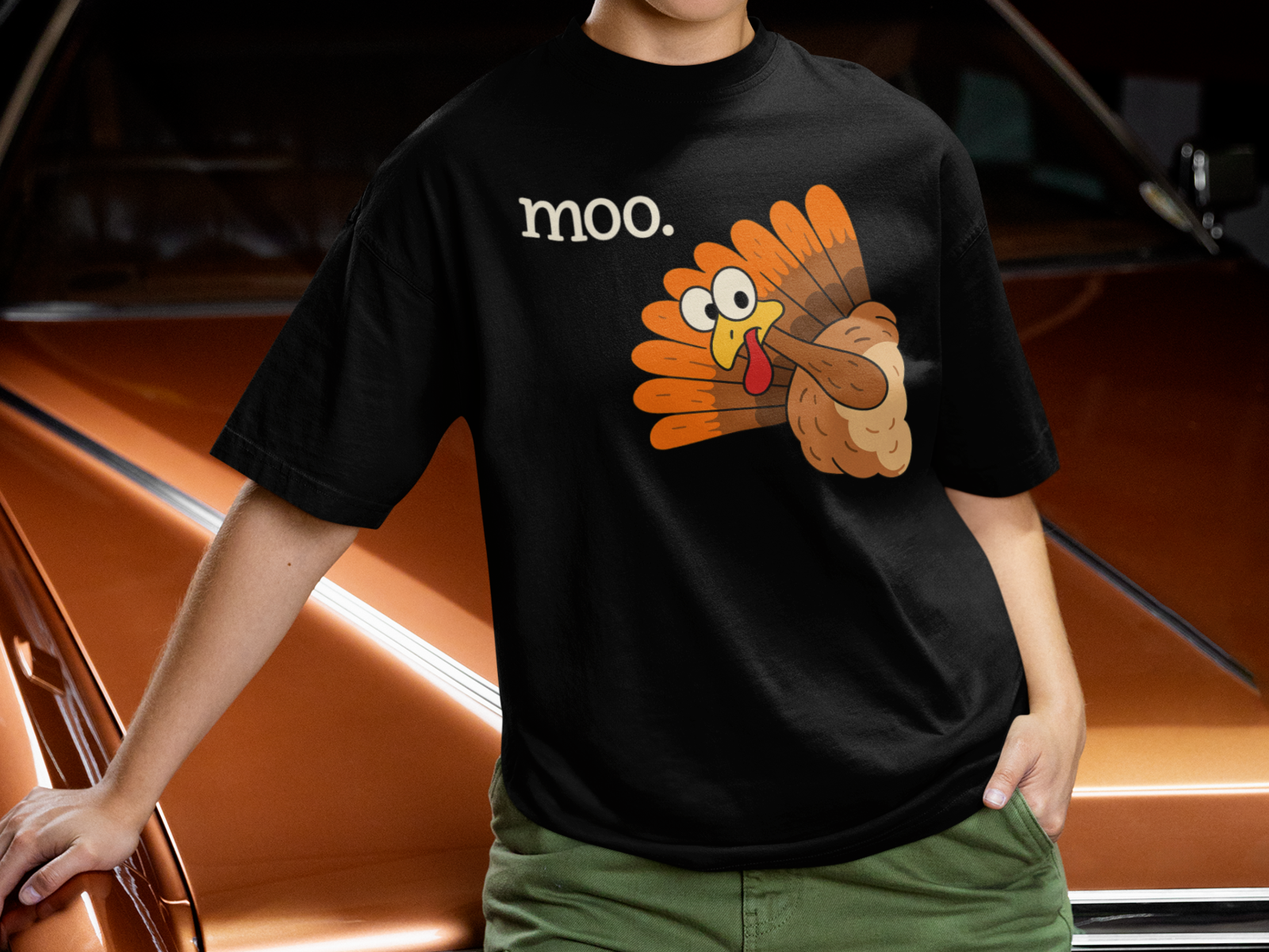 Moo Turkey Shirt Funny Thanksgiving Animal Mix-Up Tee
