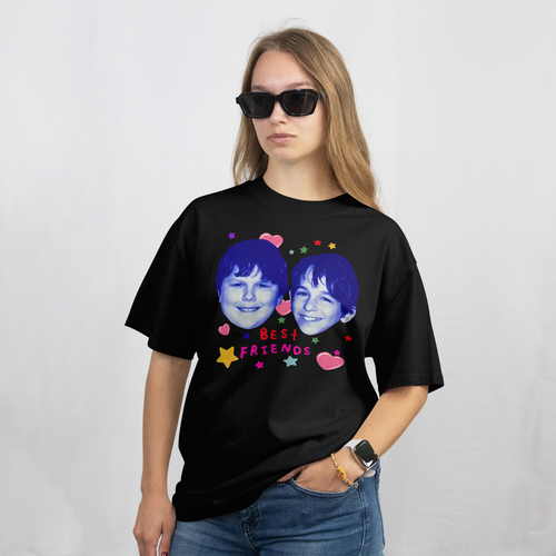 Best Friends Matching Shirt Cute Retro Faces Graphic Friendship T-Shirt