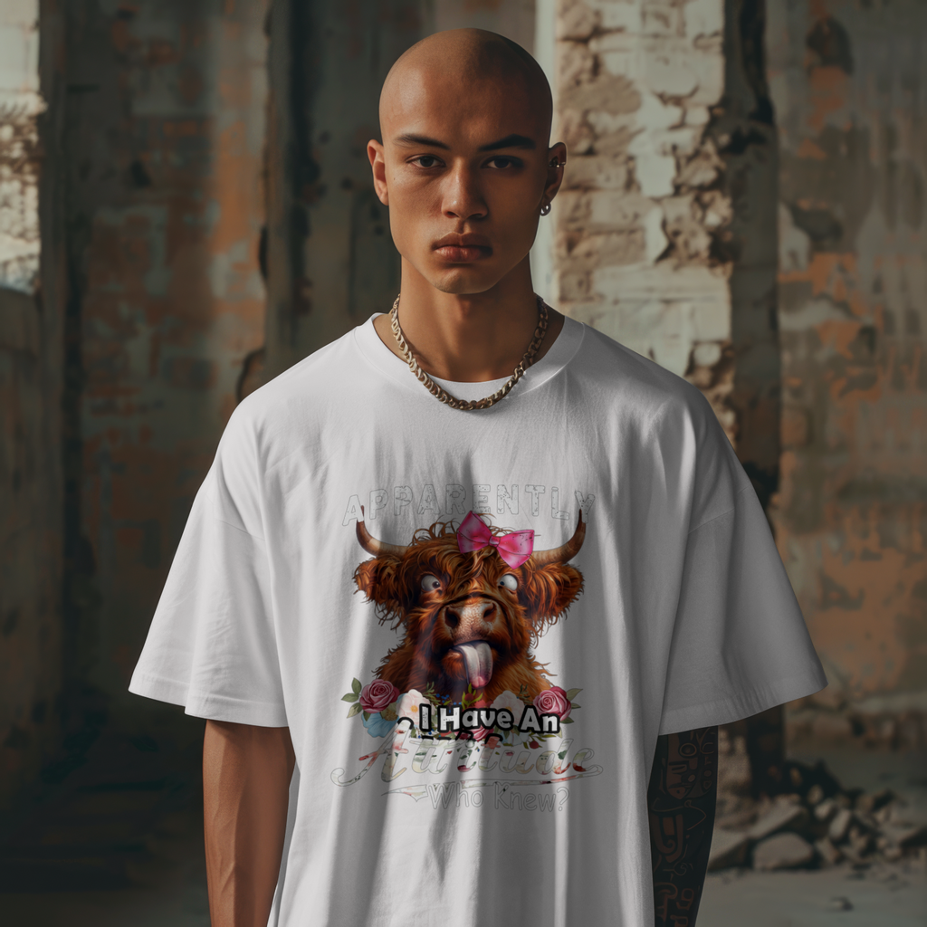 Apparently I Have an Attitude Funny Highland Cow T-Shirt
