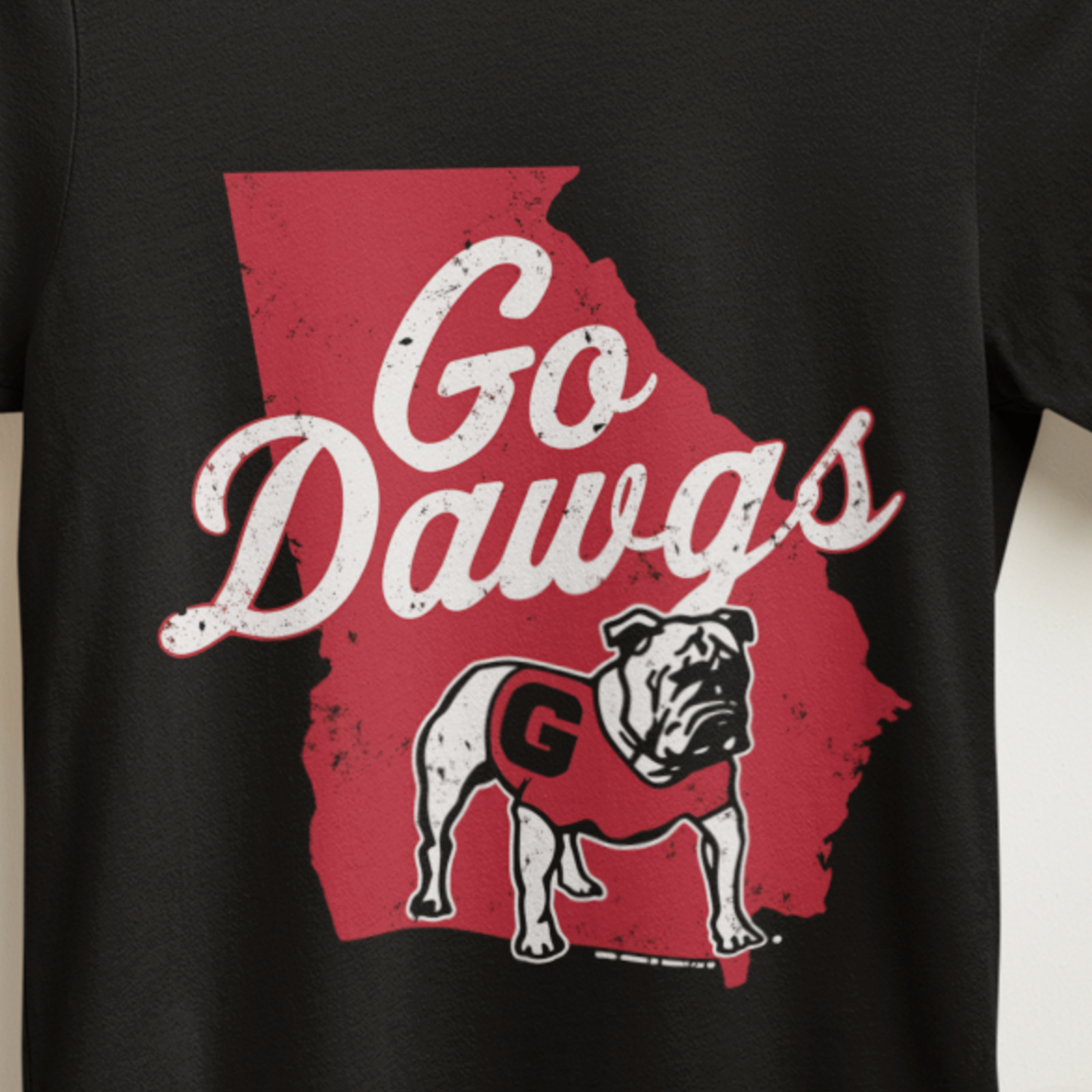 Go Dawgs Bulldog Georgia Football Fan Shirt Red Black Mascot Graphic Tee