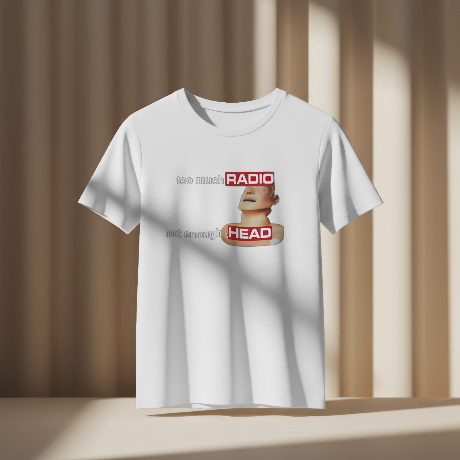 Too Much Radio Not Enough Head Funny Retro Meme Graphic T-Shirt